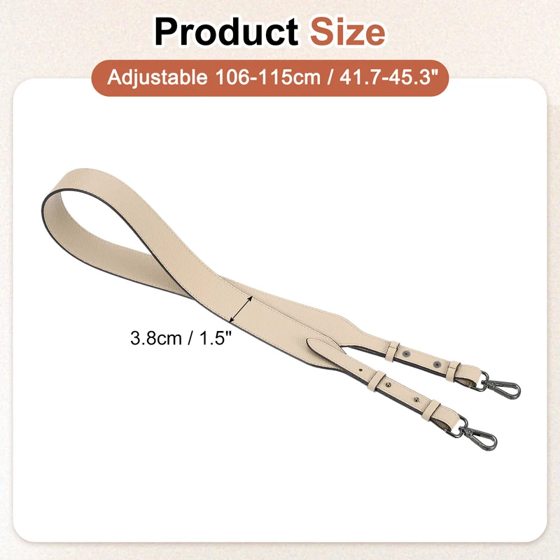 45.3" Adjustable PU Leather Purse Strap Crossbody Replacement Light Khaki/Black