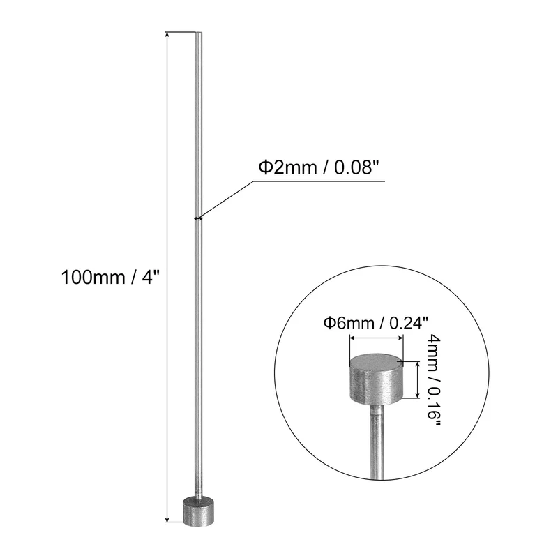 5Pcs Straight Ejector Pins, 2mm Dia. SKD61 Round Tip Punch 100mm Long