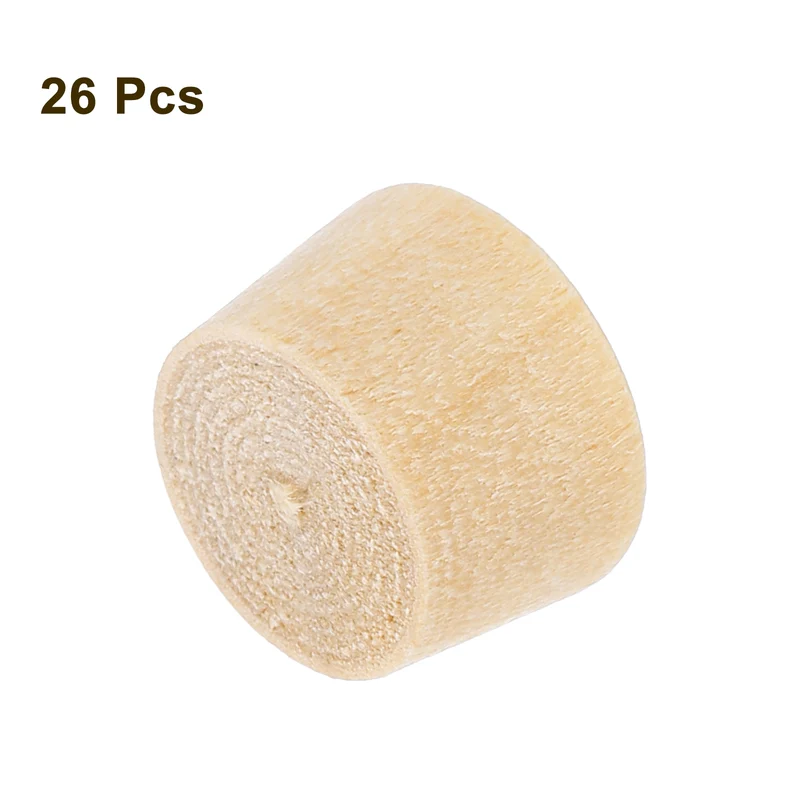 26Pcs Wood Button Plugs, 11mm/0.43" Hardwood Screw Hole Plug for Woodworking