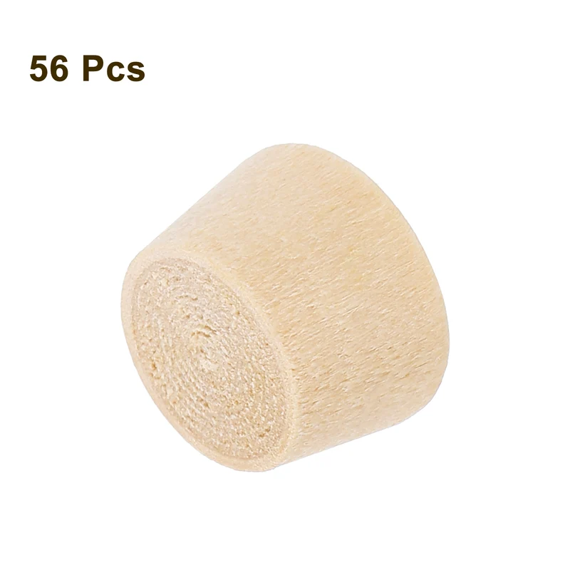 56Pcs Wood Button Plugs, 10mm/0.39" Hardwood Screw Hole Plug for Woodworking