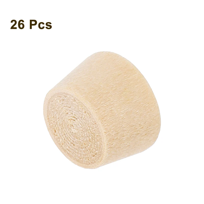26Pcs Wood Button Plugs, 10mm/0.39" Hardwood Screw Hole Plug for Woodworking