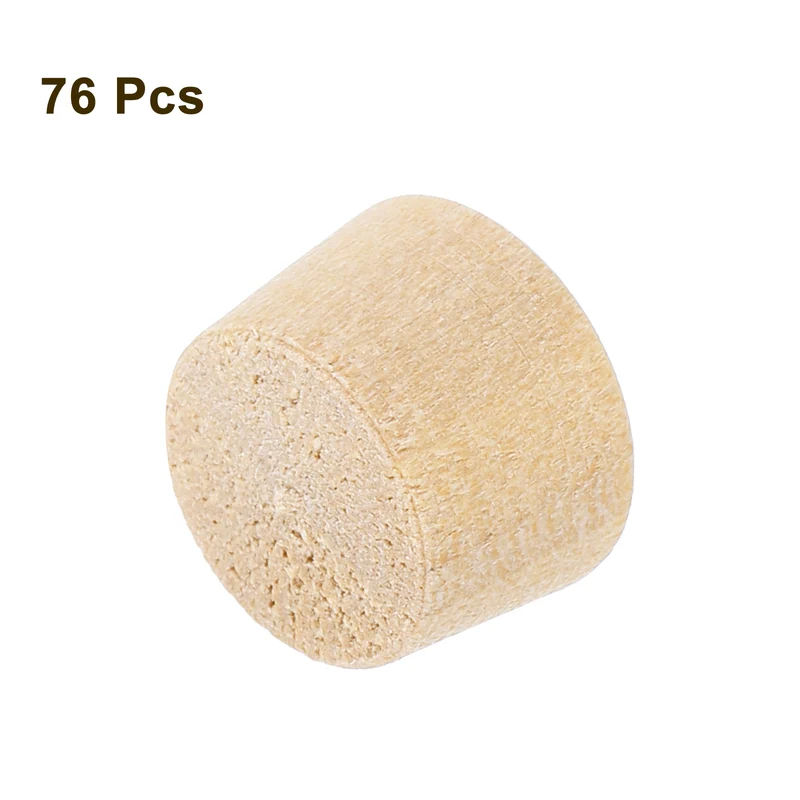 76Pcs Wood Button Plugs, 9.5mm/0.37" Hardwood Screw Hole Plug for Woodworking