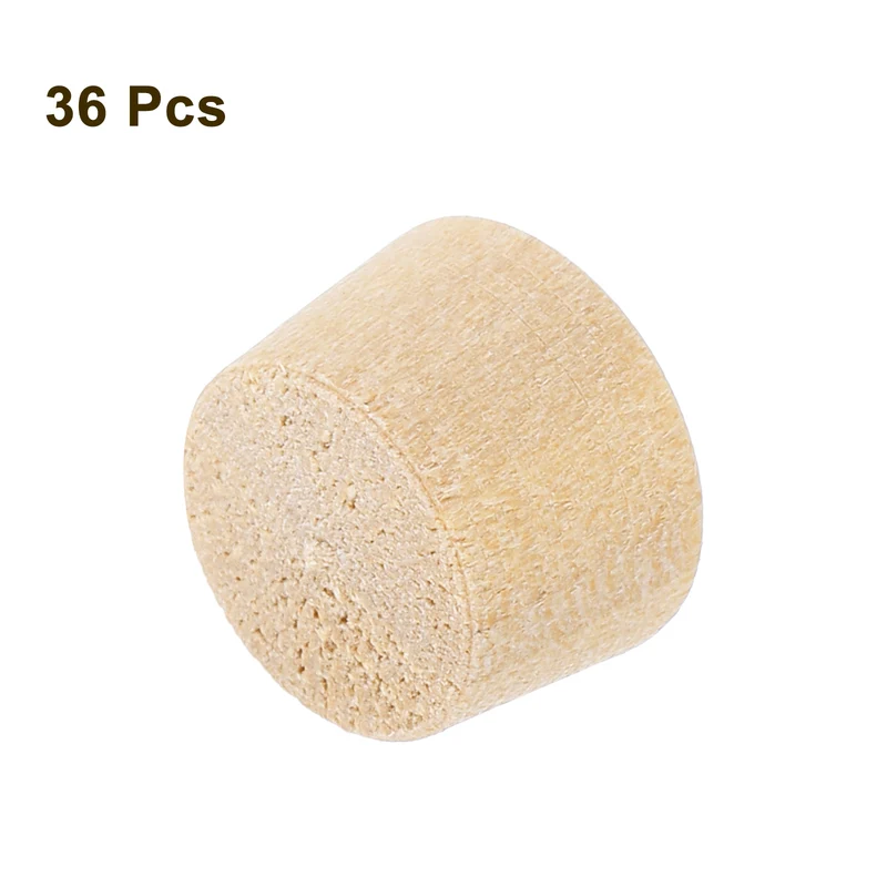 36Pcs Wood Button Plugs, 9.5mm/0.37" Hardwood Screw Hole Plug for Woodworking