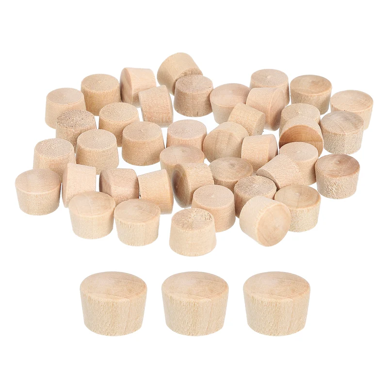 60Pcs Wood Button Plugs, 9.5mm/0.37" Hardwood Screw Hole Plug for Woodworking