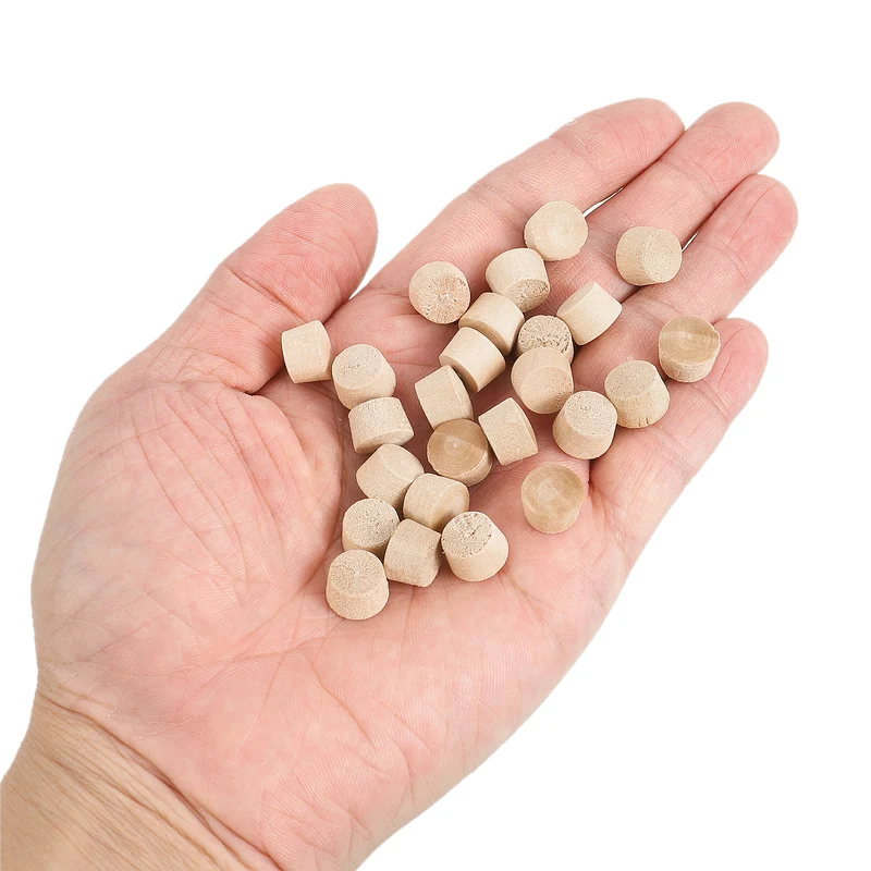 60Pcs Wood Button Plugs, 9.5mm/0.37" Hardwood Screw Hole Plug for Woodworking