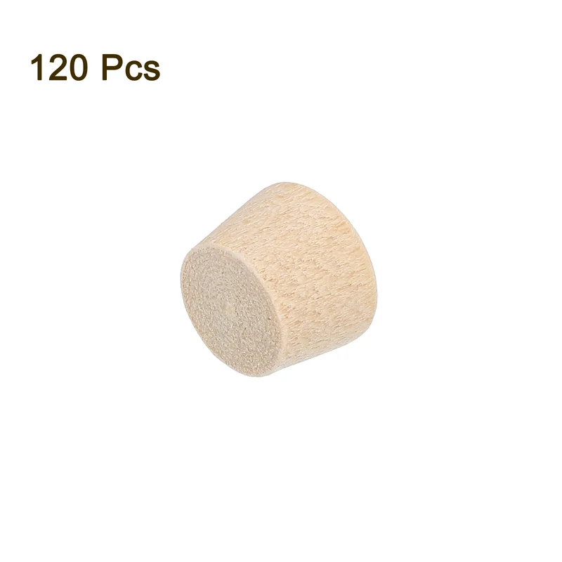 120Pcs Wood Button Plugs, 9mm/0.35" Hardwood Screw Hole Plug for Woodworking