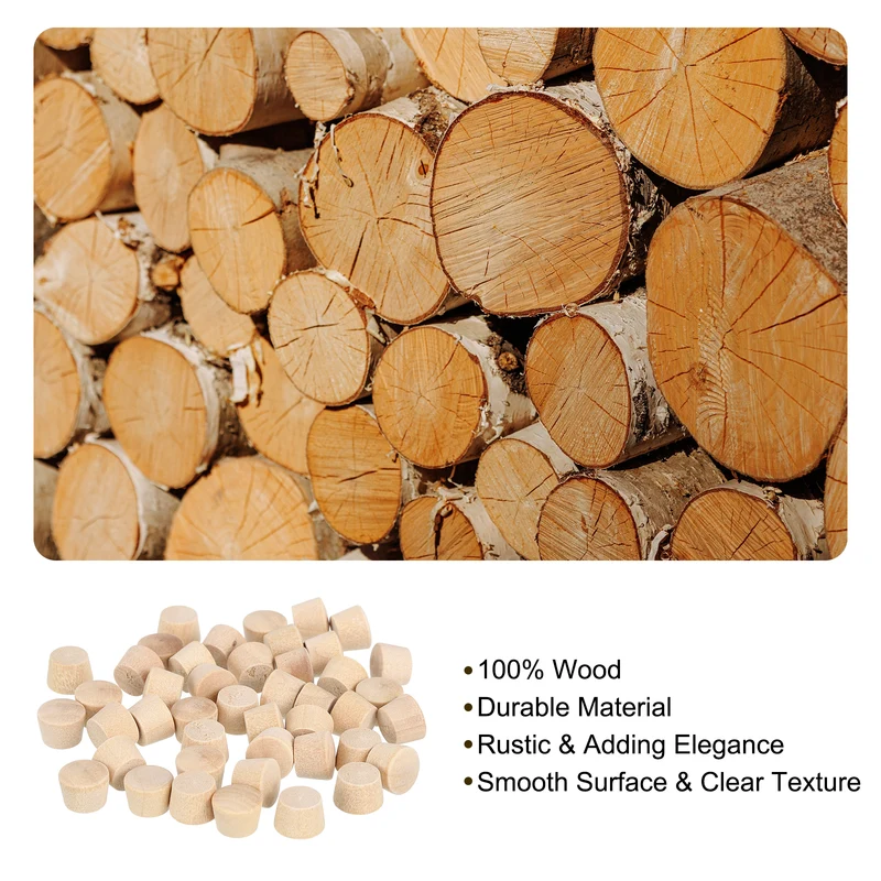 120Pcs Wood Button Plugs, 9mm/0.35" Hardwood Screw Hole Plug for Woodworking