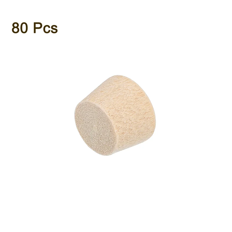 80Pcs Wood Button Plugs, 9mm/0.35" Hardwood Screws Hole Plug for Woodworking