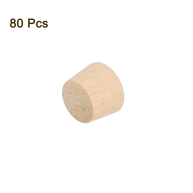 80Pcs Wood Button Plugs, 8.5mm/0.33" Hardwood Screw Hole Plug for Woodworking