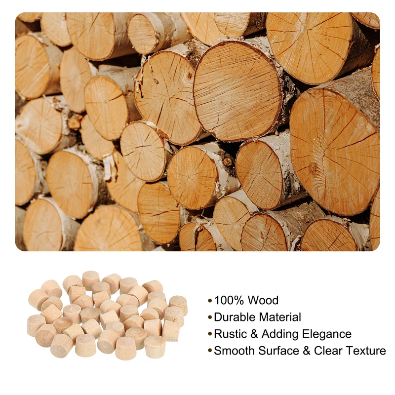80Pcs Wood Button Plugs, 8.5mm/0.33" Hardwood Screw Hole Plug for Woodworking