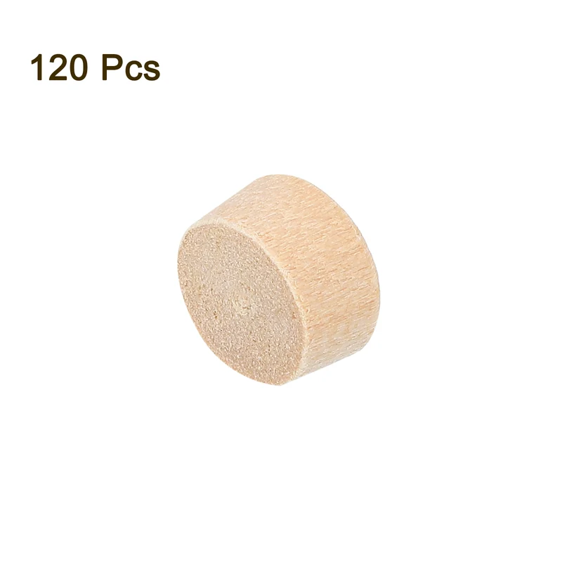 120Pcs Wood Button Plugs, 9mm/0.35" Hardwood Screws Hole Plug for Woodworking