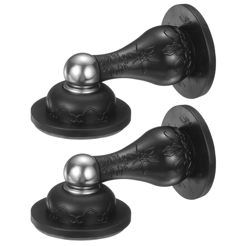 2Pcs 3.5" Magnetic Door Stoppers, Silicone Door Stop with Adhesive, Black