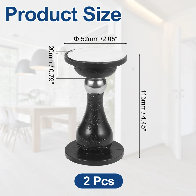 2Pcs 3.5" Magnetic Door Stoppers, Silicone Door Stop with Adhesive, Black