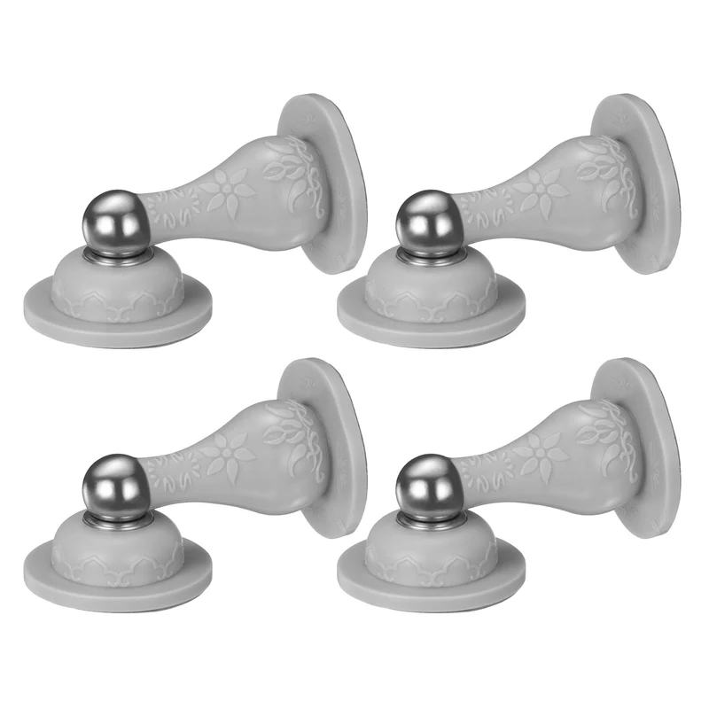 4Pcs 3.5" Magnetic Door Stoppers, Silicone Door Stop with Adhesive, Gray