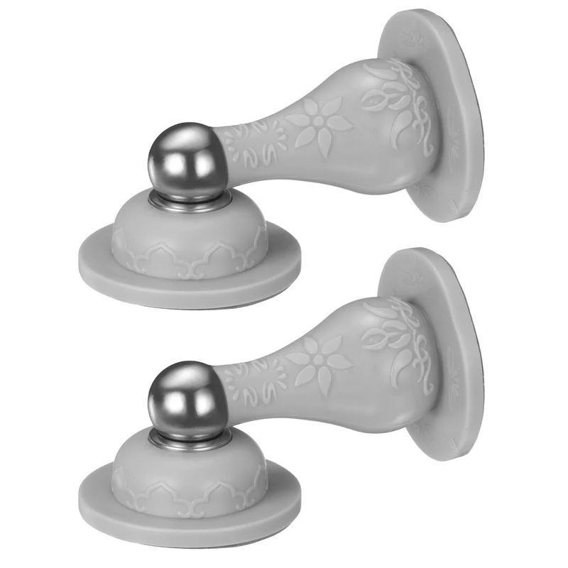 2Pcs 3.5" Magnetic Door Stoppers, Silicone Door Stop with Adhesive, Gray