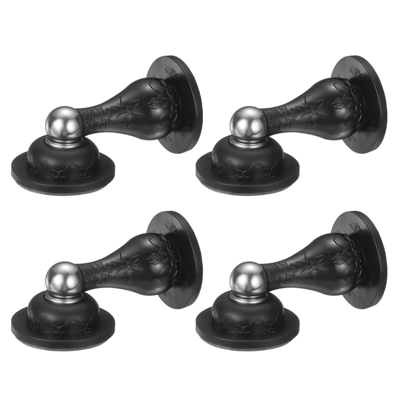 4Pcs 3.5" Magnetic Door Stoppers, Silicone Door Stop with Adhesive, Black