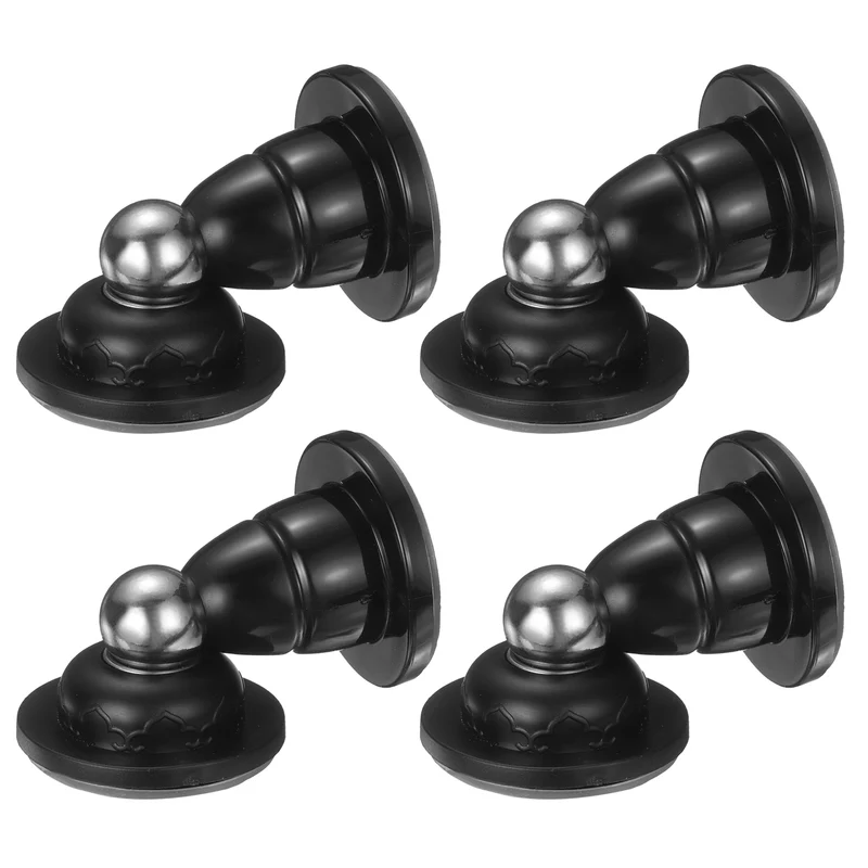 4Pcs 3" Magnetic Door Stoppers Silicone Door Stop with Adhesive Glossy Black