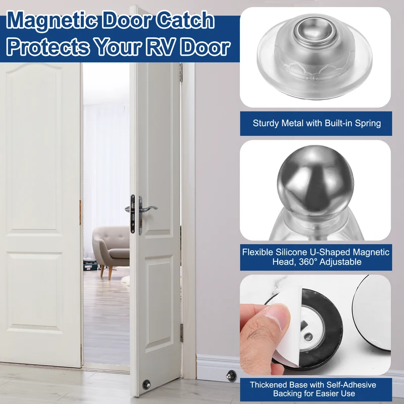 4Pcs 3" Magnetic Door Stoppers, Silicone Door Stop with Adhesive, Transparent