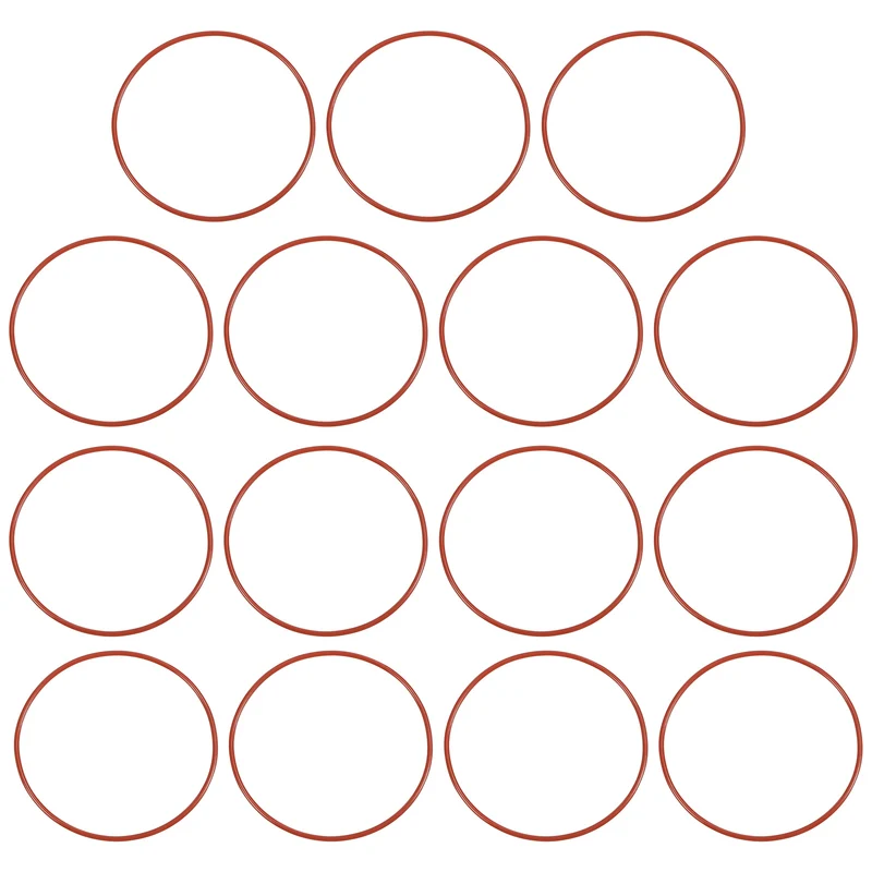 15Pcs Silicone O-Ring 70mm OD 66mm ID 2mm Width VMQ Sealing Gasket, Red
