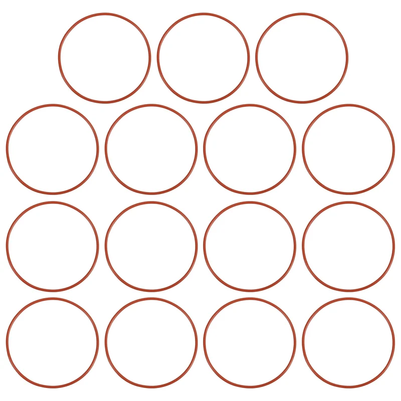 15Pcs Silicone O-Ring 68mm OD 64mm ID 2mm Width VMQ Sealing Gasket, Red