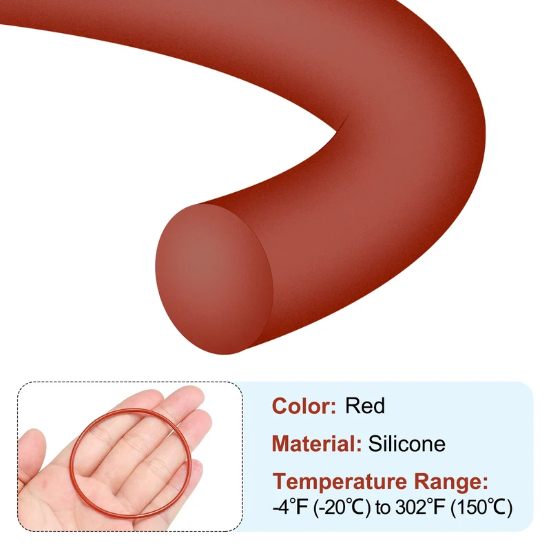 15Pcs Silicone O-Ring 64mm OD 60mm ID 2mm Width VMQ Sealing Gasket, Red