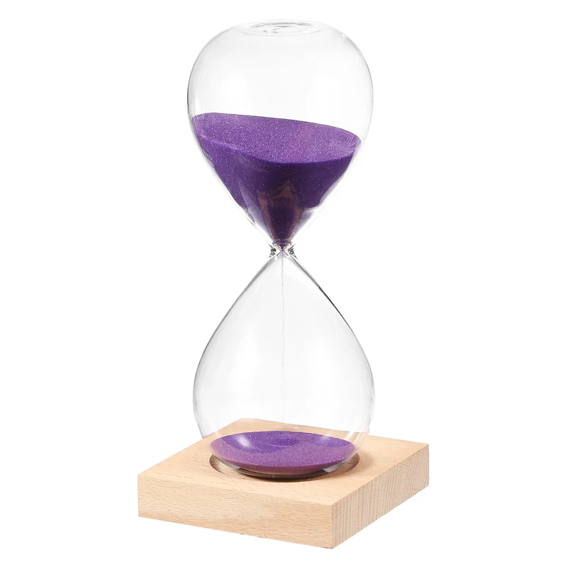 30 Minutes Sand Timer, Sand Watch with Wood Base, Purple