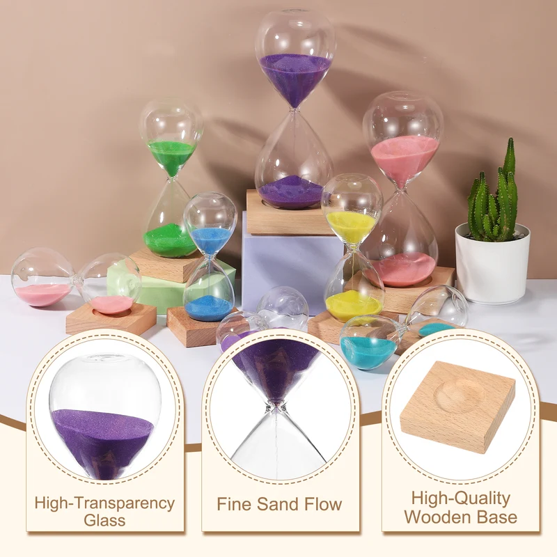 30 Minutes Sand Timer, Sand Watch with Wood Base, Purple