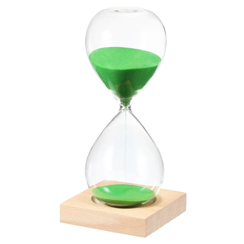 30 Minutes Sand Timer, Sand Watch with Wood Base, Green