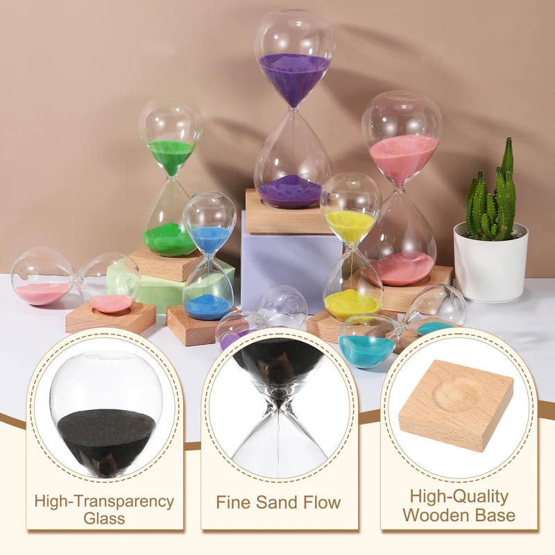 30 Minutes Sand Timer, Sand Watch with Wood Base, Black