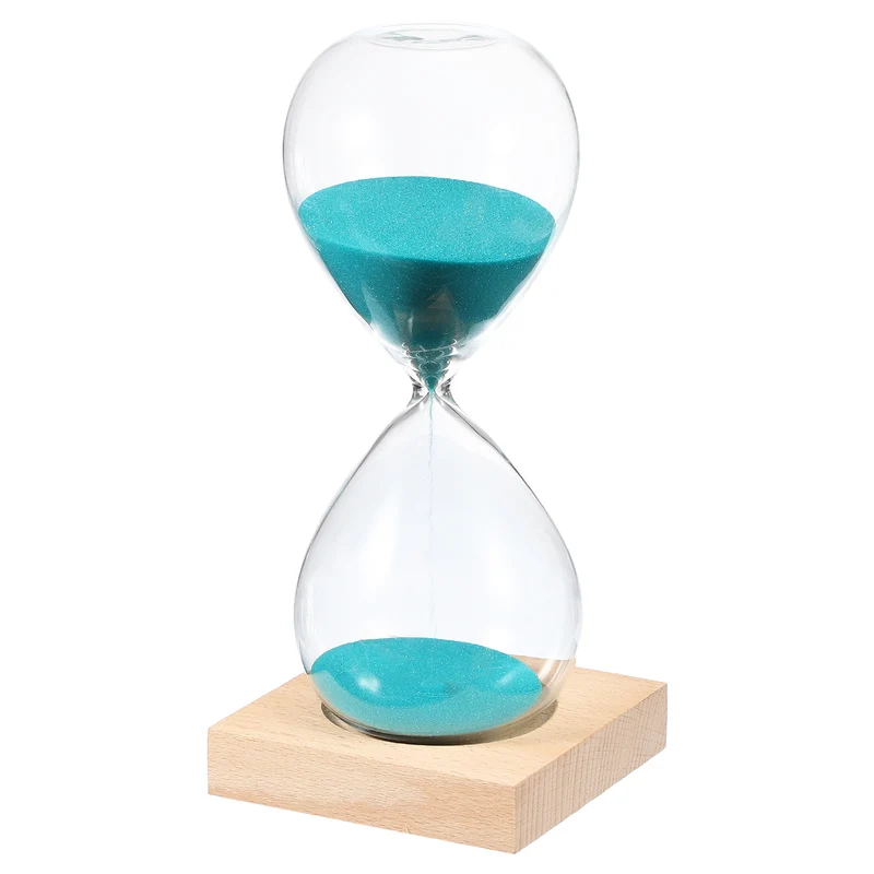 30 Minutes Sand Timer, Sand Watch with Wood Base, Bright Blue