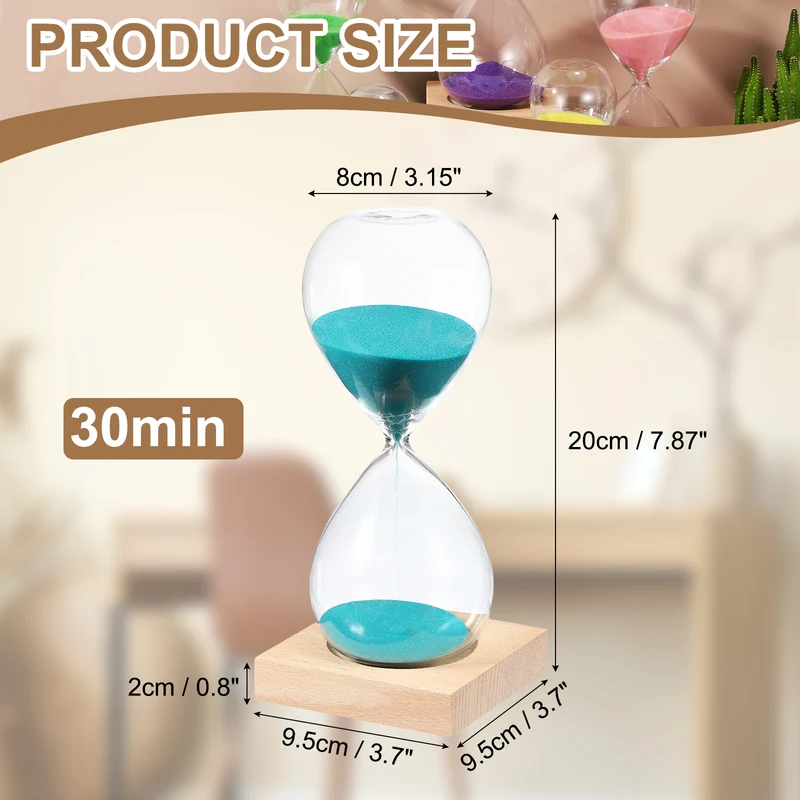 30 Minutes Sand Timer, Sand Watch with Wood Base, Bright Blue