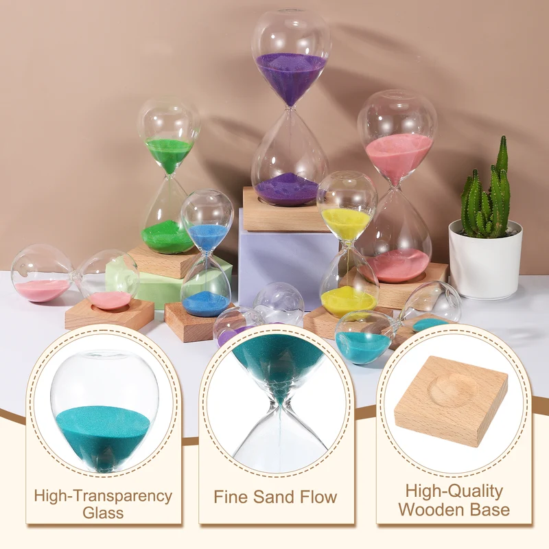 30 Minutes Sand Timer, Sand Watch with Wood Base, Bright Blue