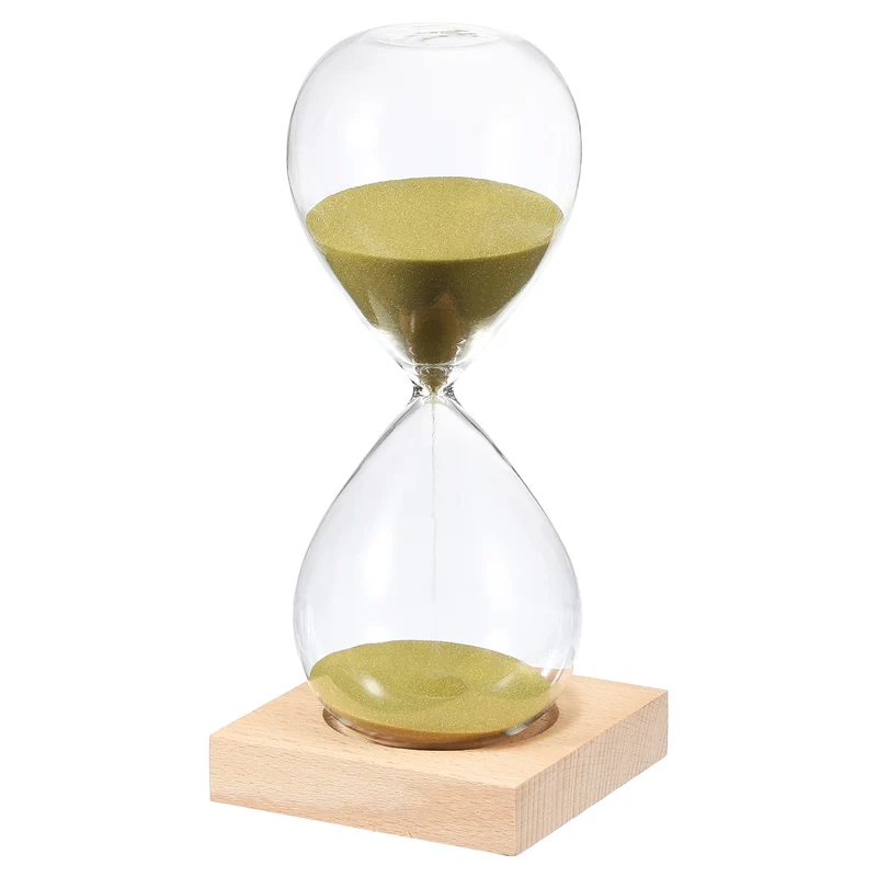 30 Minutes Sand Timer, Sand Watch with Wood Base, Gold