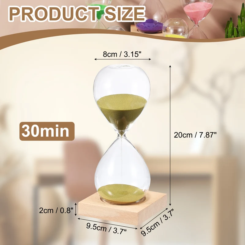 30 Minutes Sand Timer, Sand Watch with Wood Base, Gold