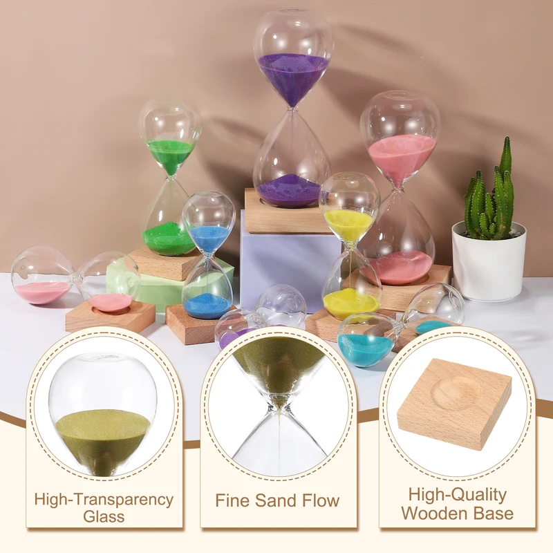 30 Minutes Sand Timer, Sand Watch with Wood Base, Gold