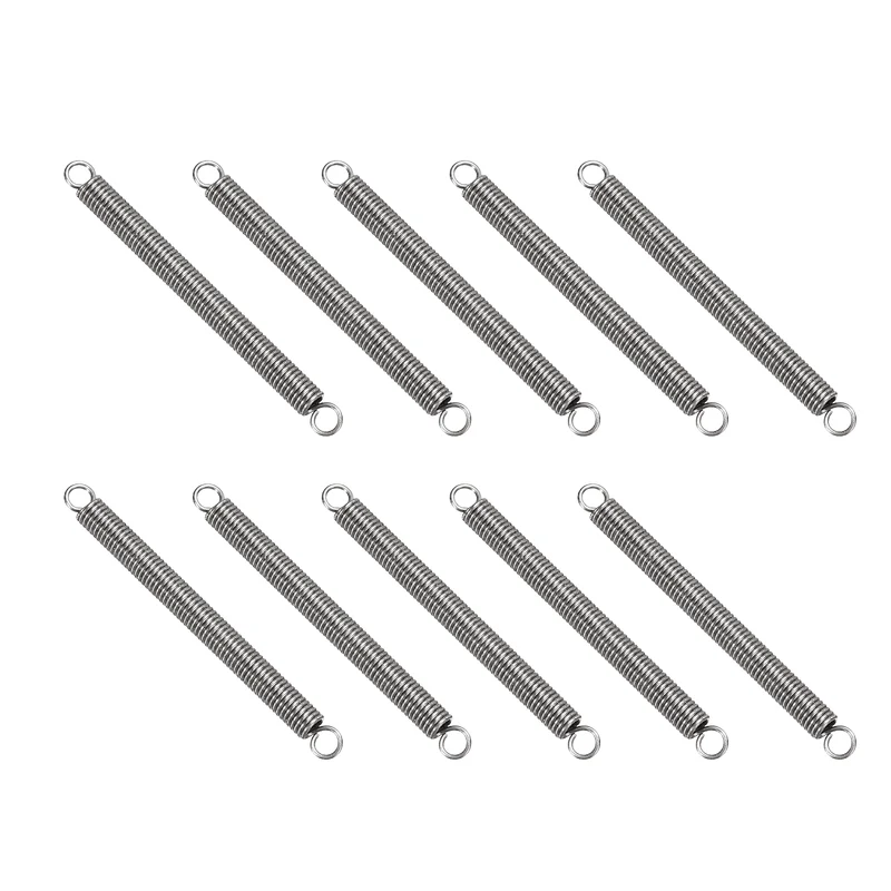 Extension Spring 10pcs Wire Dia 0.02" OD 0.12" Free Length 1.6"