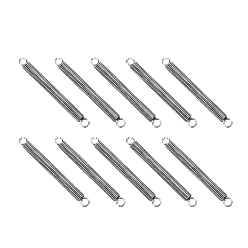 Extension Spring 10pcs Wire Dia 0.02" OD 0.12" Free Length 1.4"