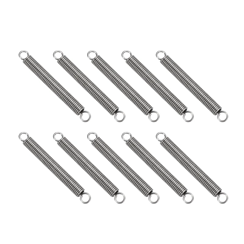 Extension Spring 10pcs Wire Dia 0.02" OD 0.12" Free Length 1.2"