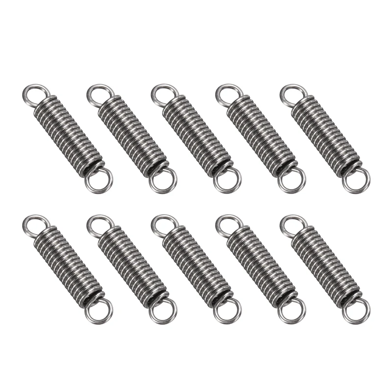 Extension Spring 10pcs Wire Dia 0.02" OD 0.12" Free Length 0.8"