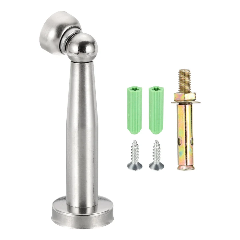 5.7" Magnetic Door Stoppers Wall Floor Mounted Door Catch Holder Silver