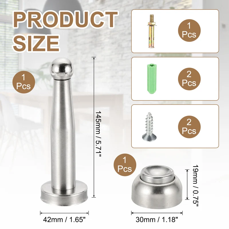 5.7" Magnetic Door Stoppers Wall Floor Mounted Door Catch Holder Silver