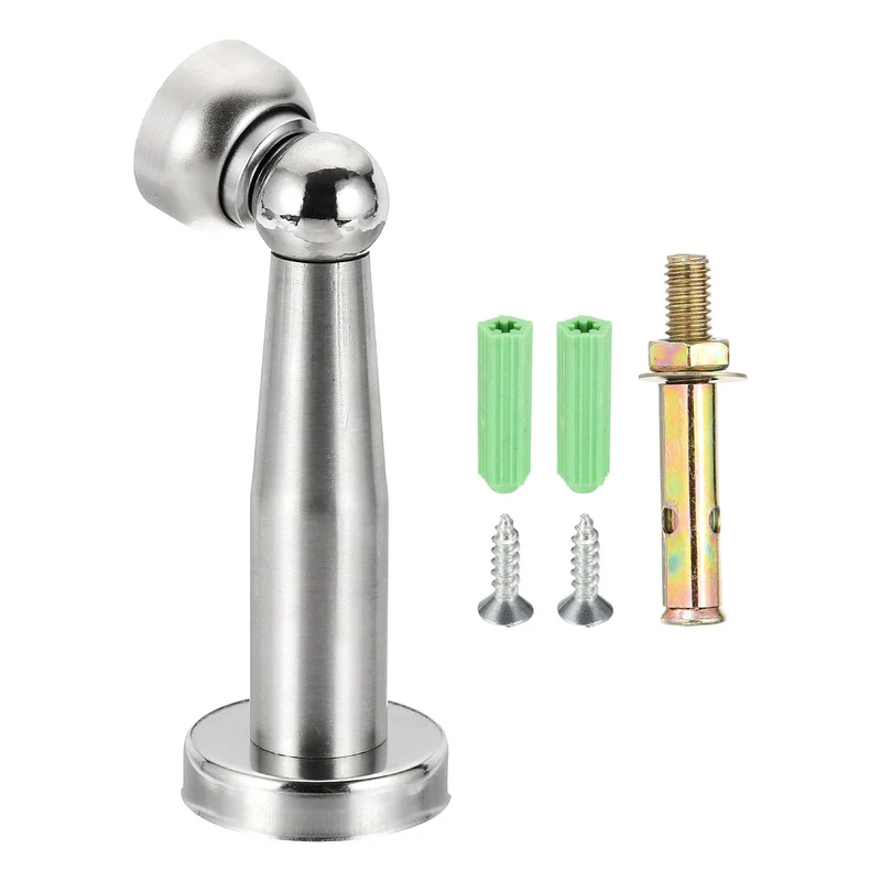 4.9" Magnetic Door Stoppers Wall Floor Mounted Door Catch Holder Silver]