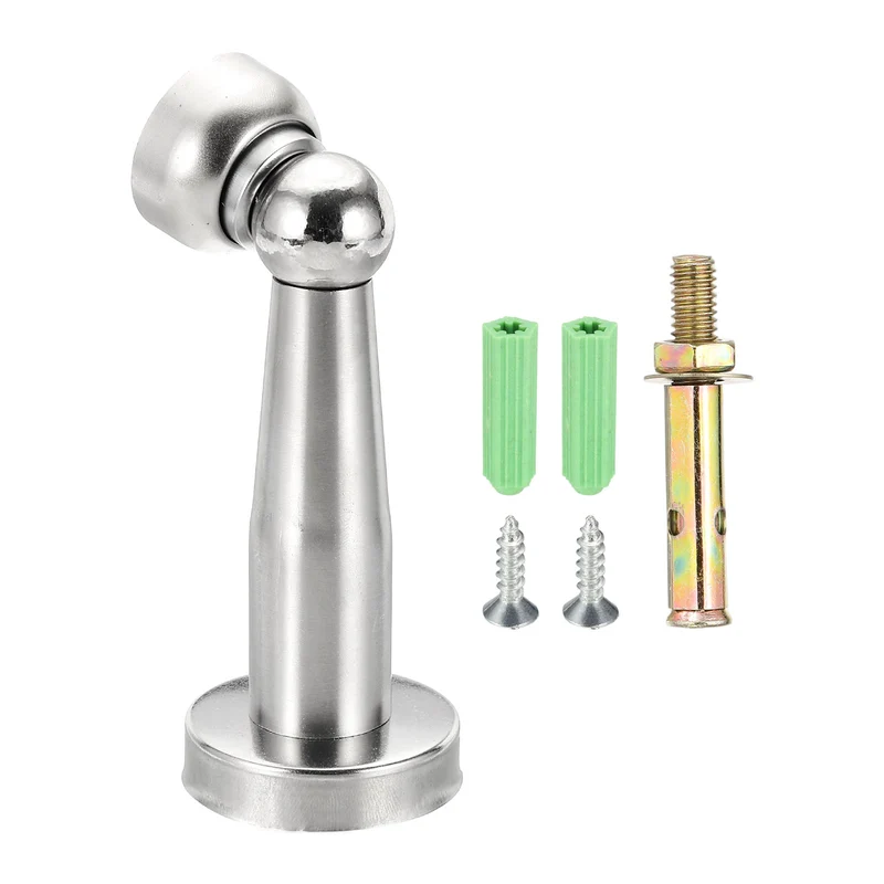 4.5" Magnetic Door Stoppers Wall Floor Mounted Door Catch Holder Silver