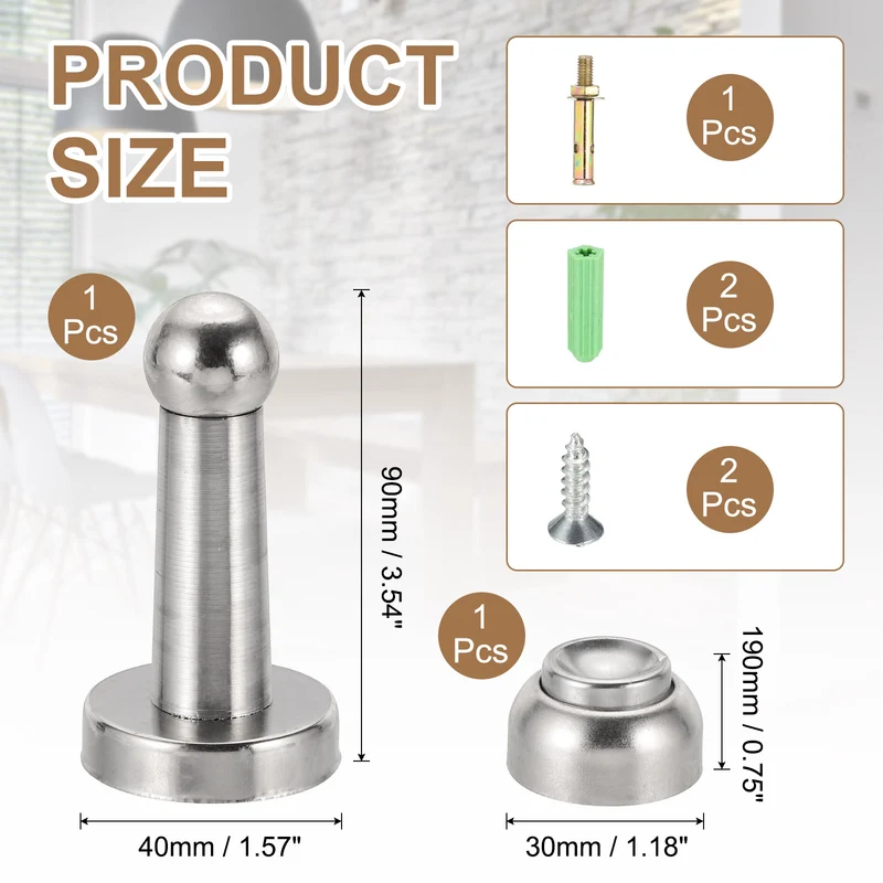 3.5" Magnetic Door Stoppers Wall Floor Mounted Door Catch Holder Silver]