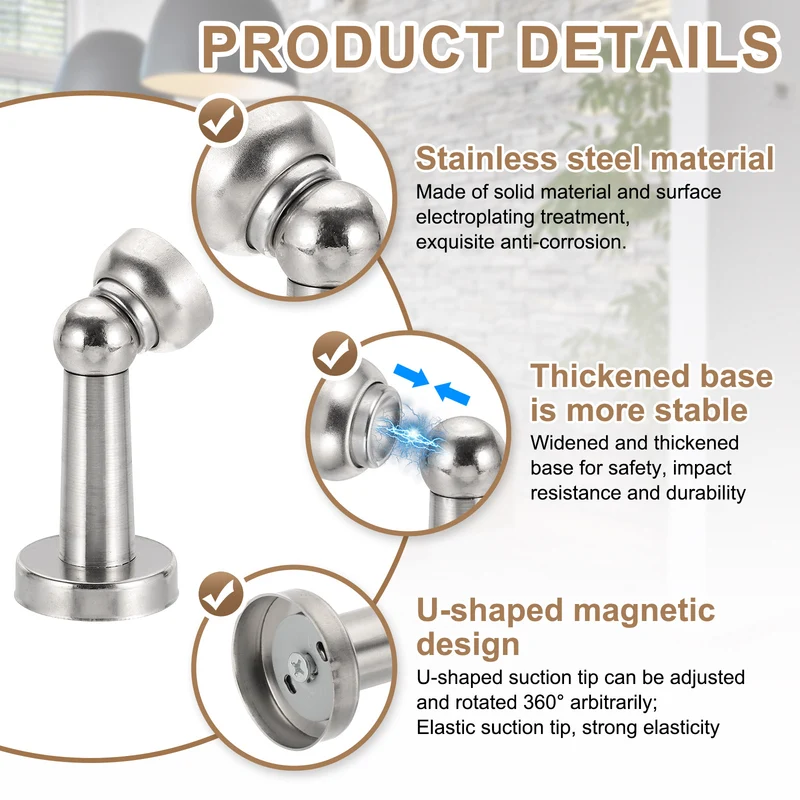 3.5" Magnetic Door Stoppers Wall Floor Mounted Door Catch Holder Silver]
