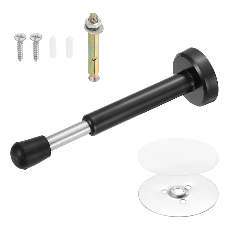 6" Magnetic Door Stoppers Adjustable Door Stops Bumper Black