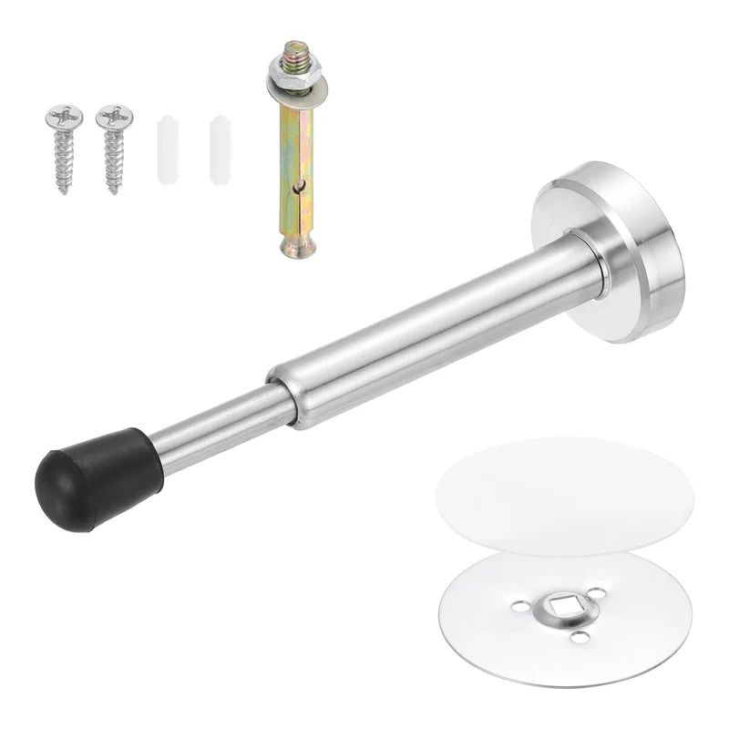 6" Magnetic Door Stoppers Adjustable Door Stops Bumper Silver