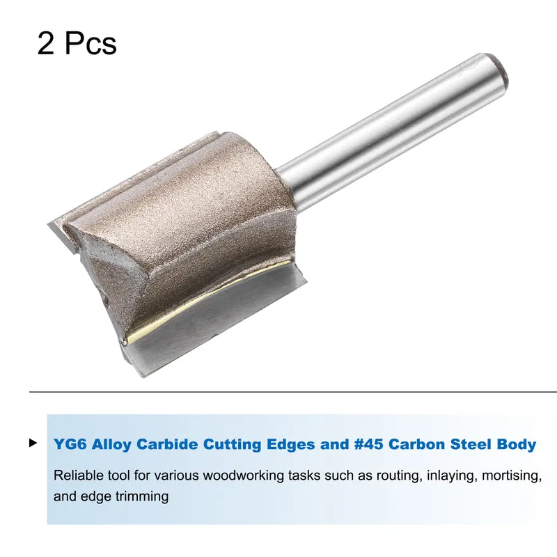 2pcs Straight Router Bit 1/4 Shank 55/64" Cutting Dia 2 Flutes 0.98" YG6 Carbide