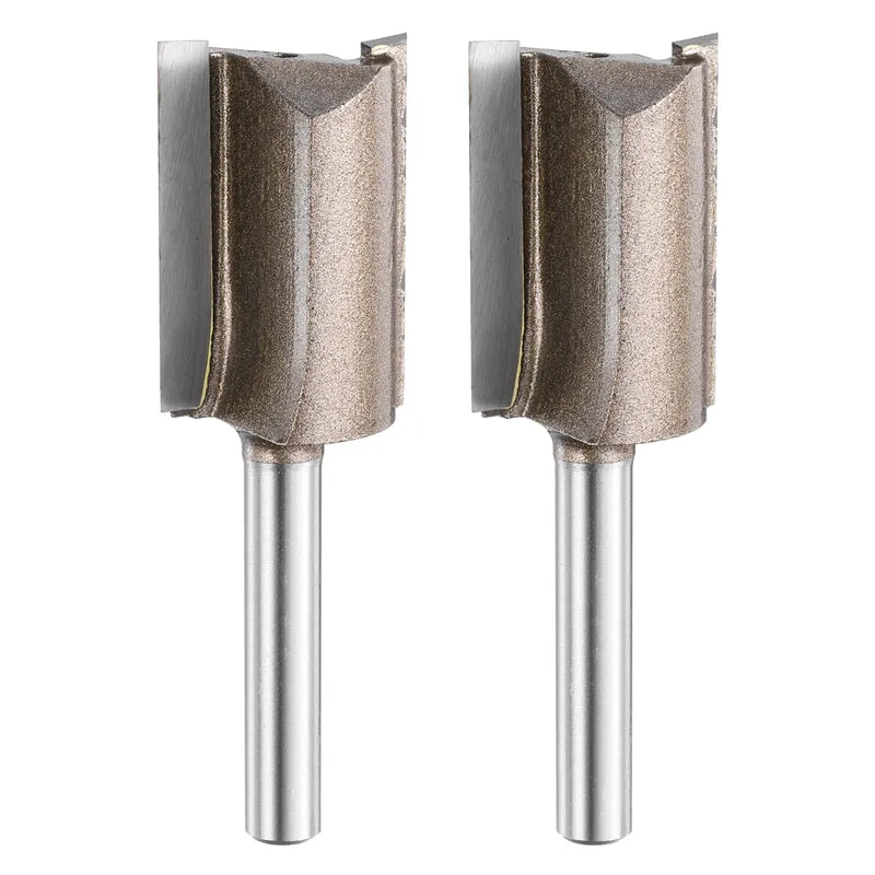 2pcs Straight Router Bit 1/4 Shank 25/32" Cutting Dia 2 Flutes 1.18" YG6 Carbide