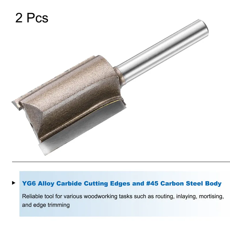 2pcs Straight Router Bit 1/4 Shank 25/32" Cutting Dia 2 Flutes 1.18" YG6 Carbide